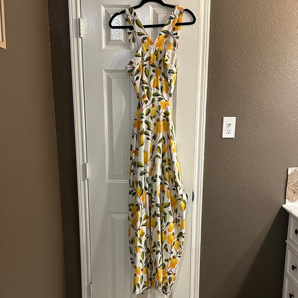 Floral Yellow and White Wide-Leg Jumpsuit